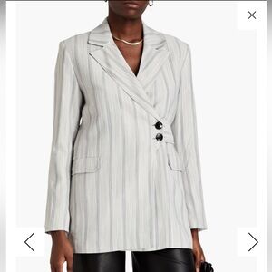 GANNI Belted Striped Jacquard Blazer